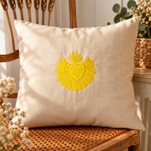 Coussin sacré coeur brodé