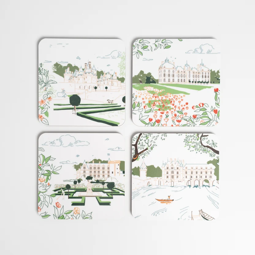 Coffret 4 dessous de verre - Châteaux de la Loire