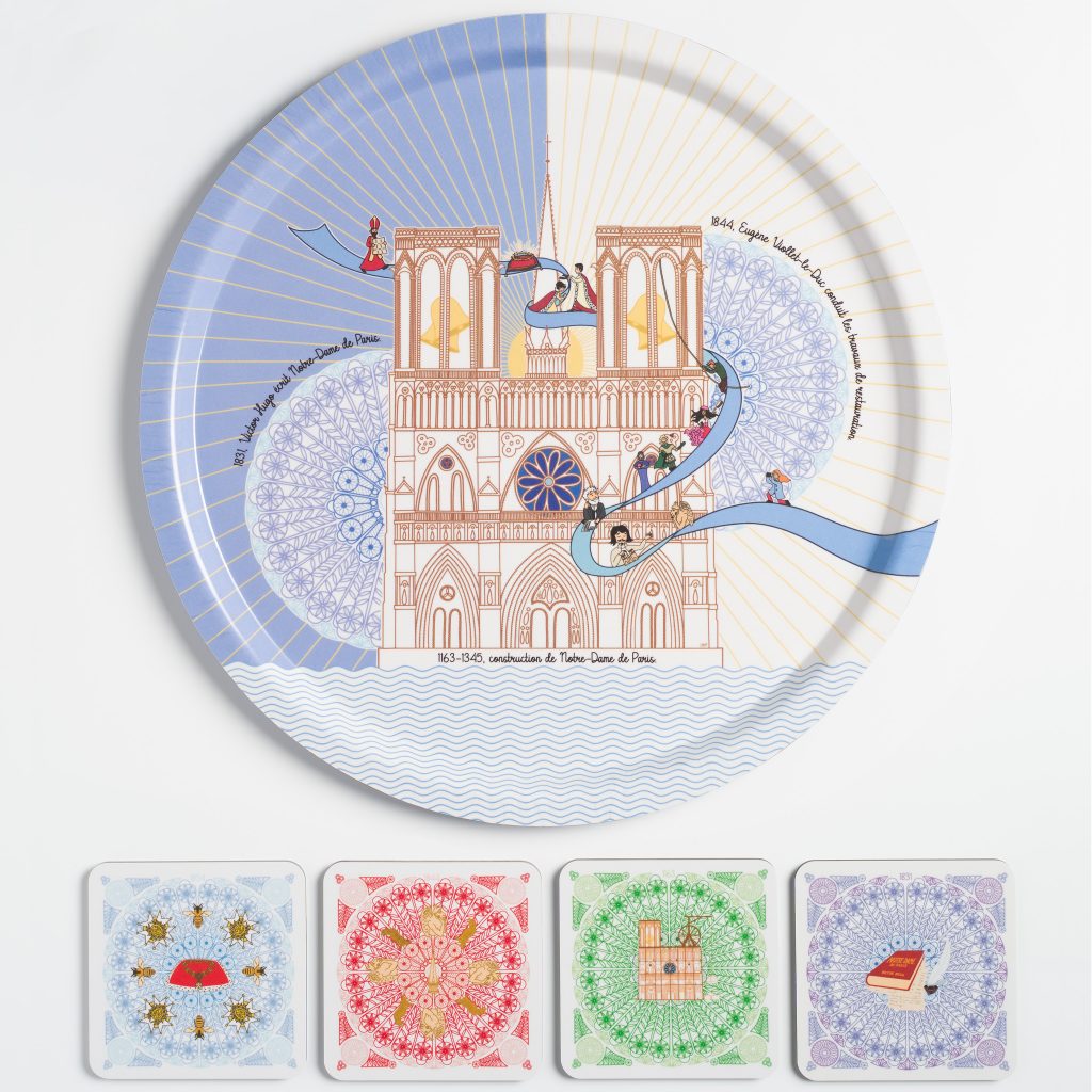 Plateau rond + dessous de verre